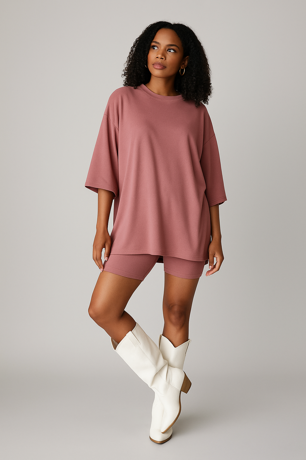 Women's Fashion Solid Color Loose T-shirt Tight Shorts Suit